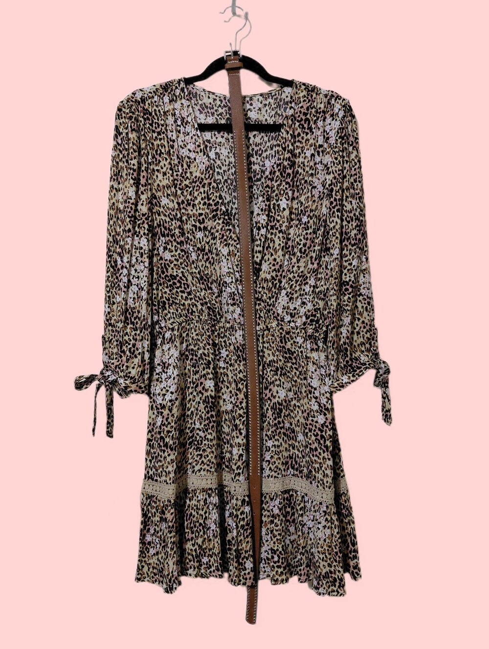 Animalcore XL Leopard Print Women’s Dress in Black Tan and Pink American Rag